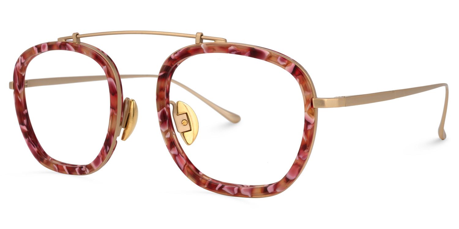 Aviator Red/Floral Eyeglasses | Vooglam.com Front View