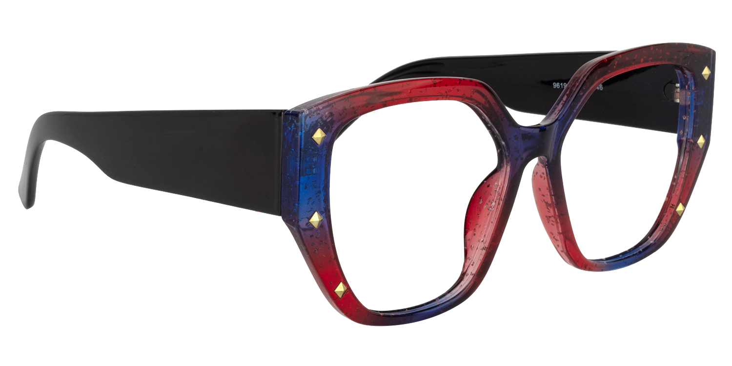 Geometric Blue/Red Eyeglasses - 6