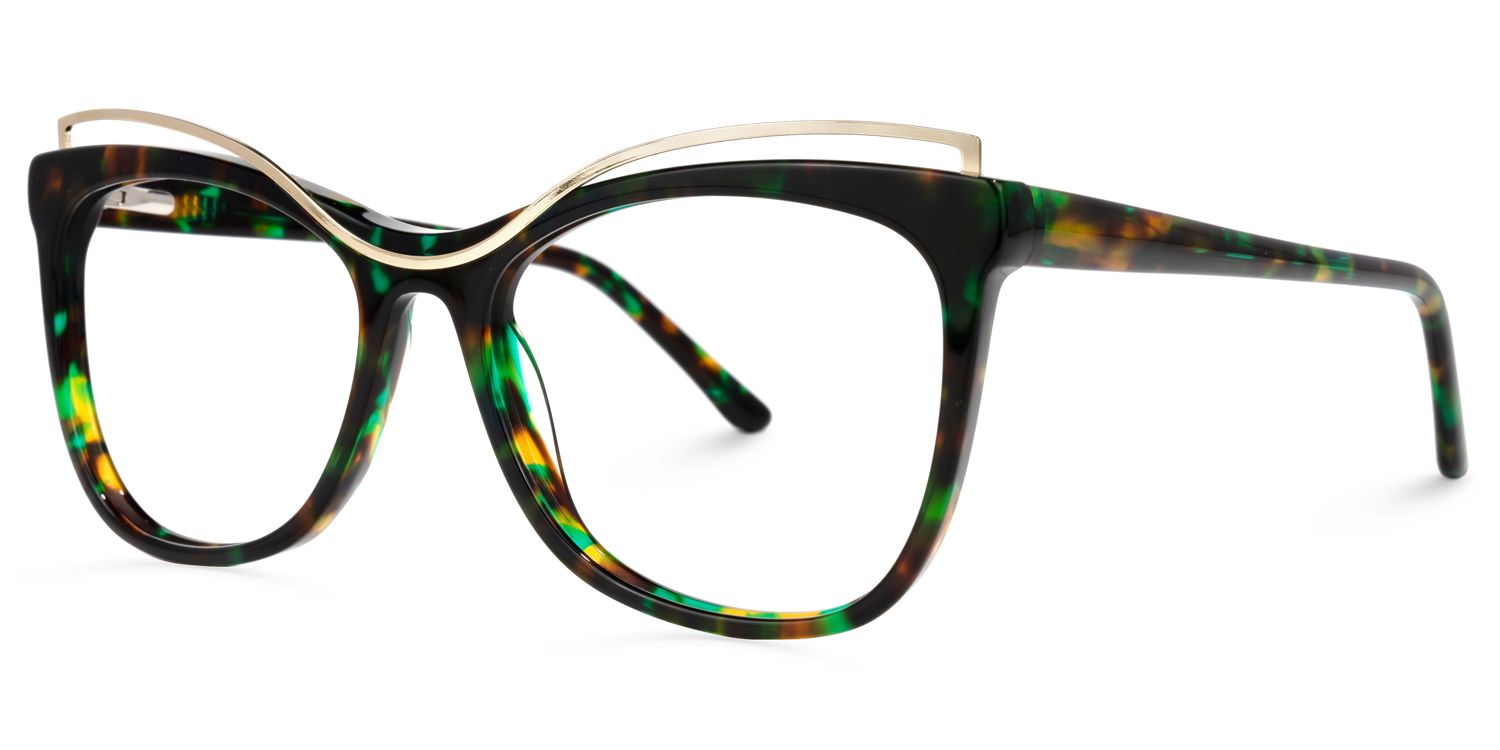 Renata - Square Floral Eyeglasses | Vooglam Front View