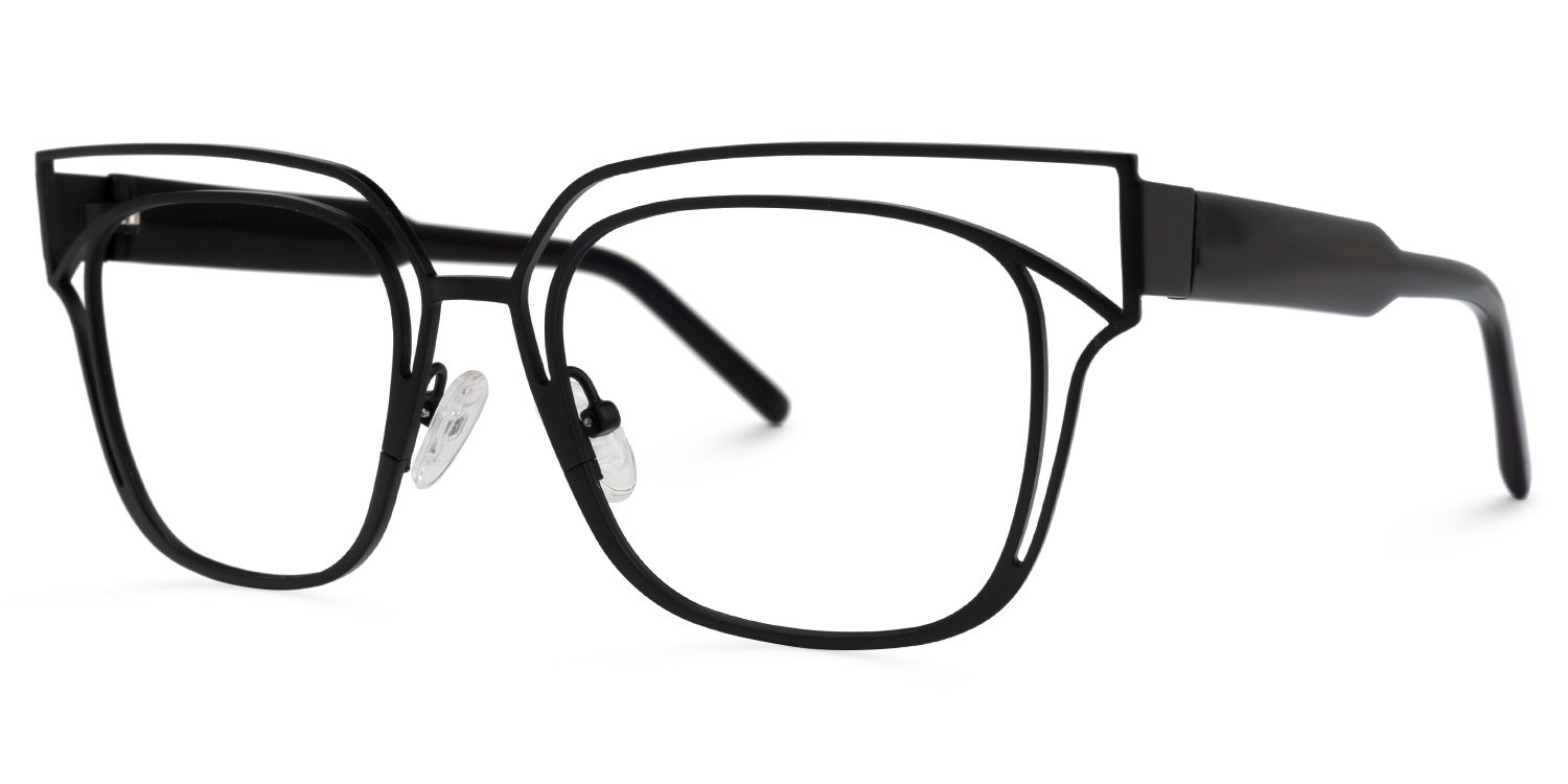 Kadie - Rectangle Black Eyeglasses | Vooglam Front View