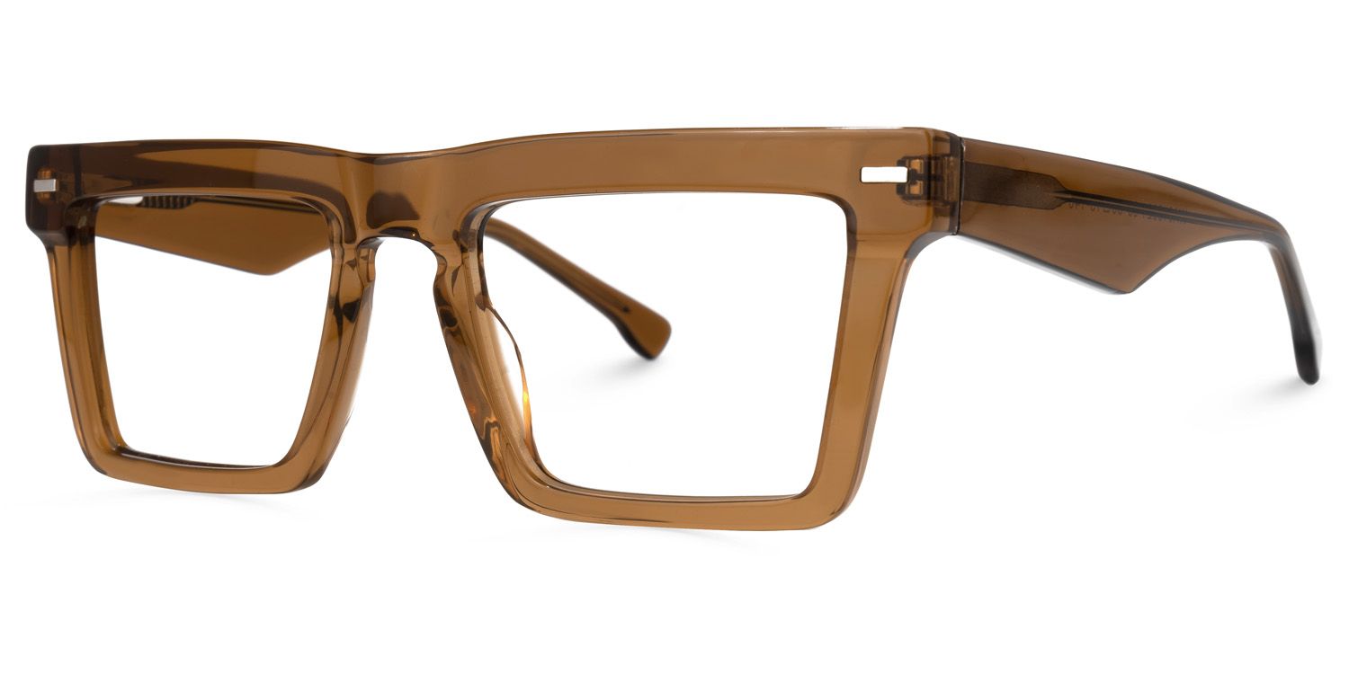 Kenty - Rectangle Brown Eyeglasses | Vooglam Front View