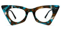 Gretchen - Geometric Brown/Blue Eyeglasses | Vooglam Angle View
