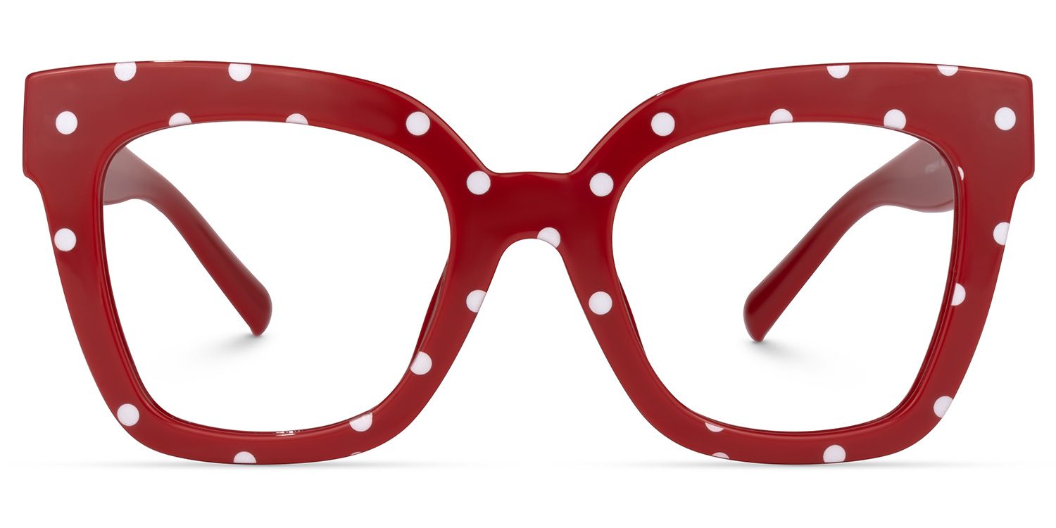 Naila - Square Red Eyeglasses │Vooglam Angle View