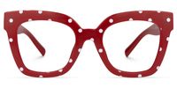 Naila - Square Red Eyeglasses