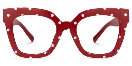 Naila - Square Red Eyeglasses