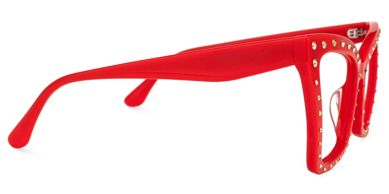 Cyndi - Square Red Eyeglasses | Vooglam 4