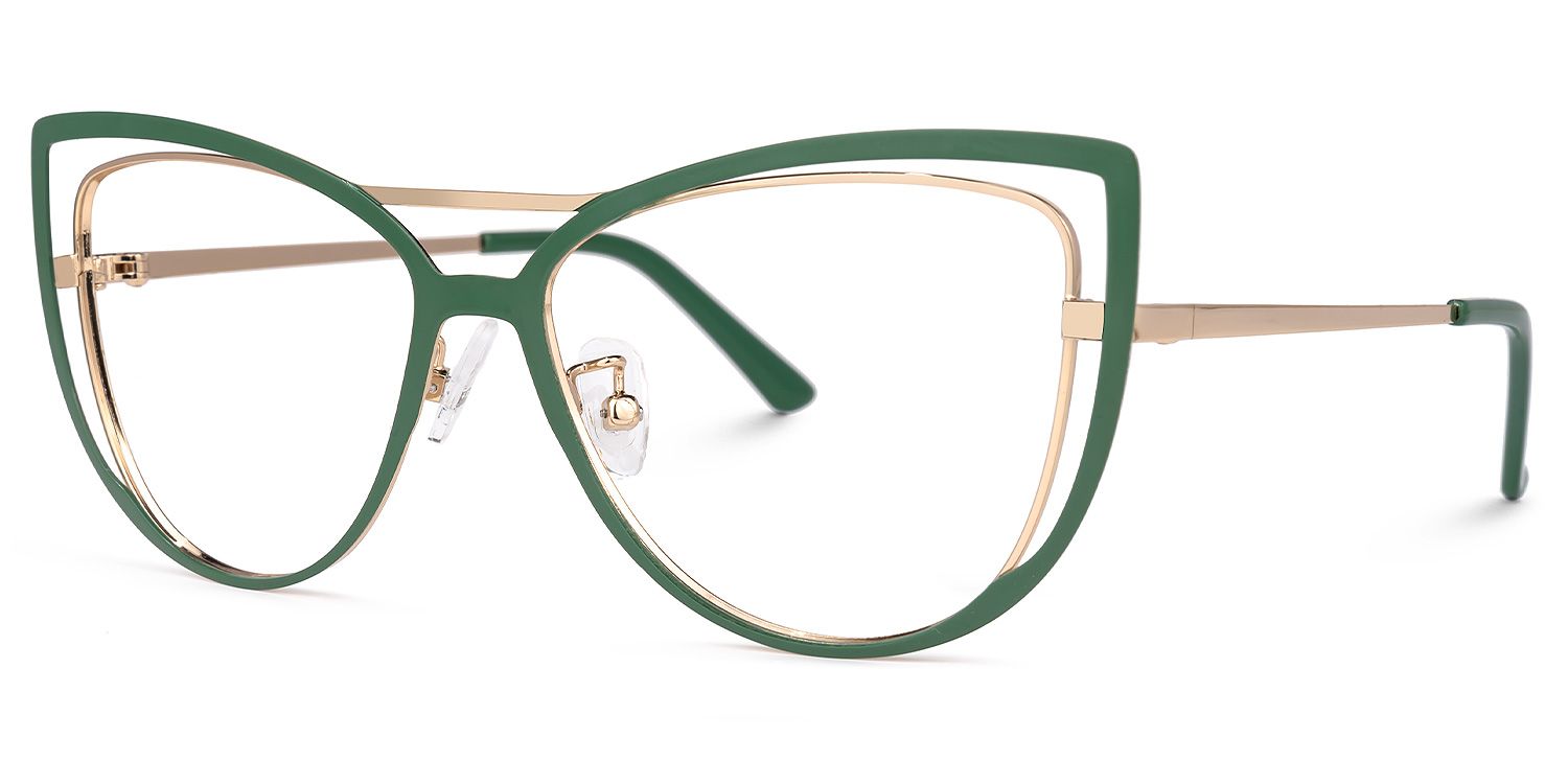 Roselyn - Cat Eye Green Eyeglasses | Vooglam Front View