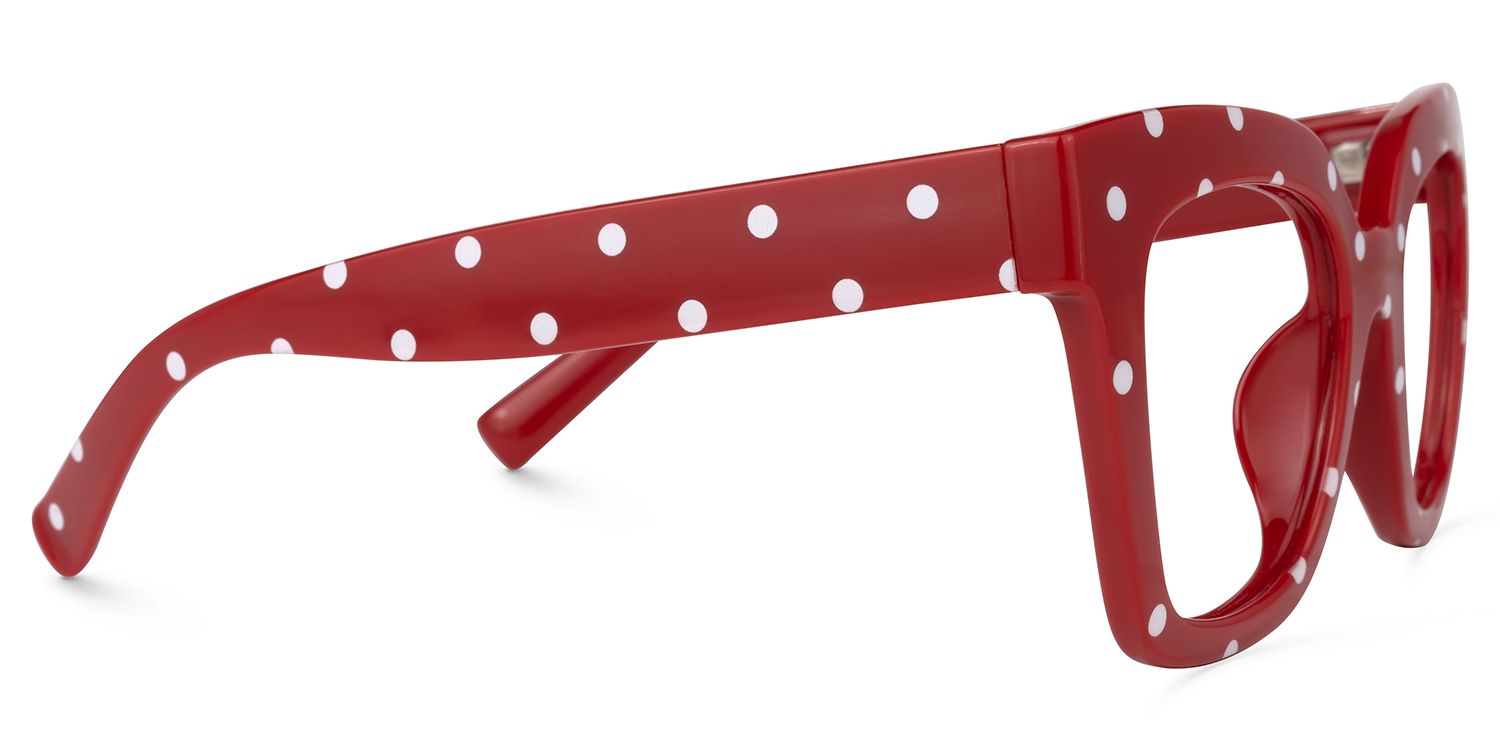 Naila - Square Red Eyeglasses │Vooglam 4