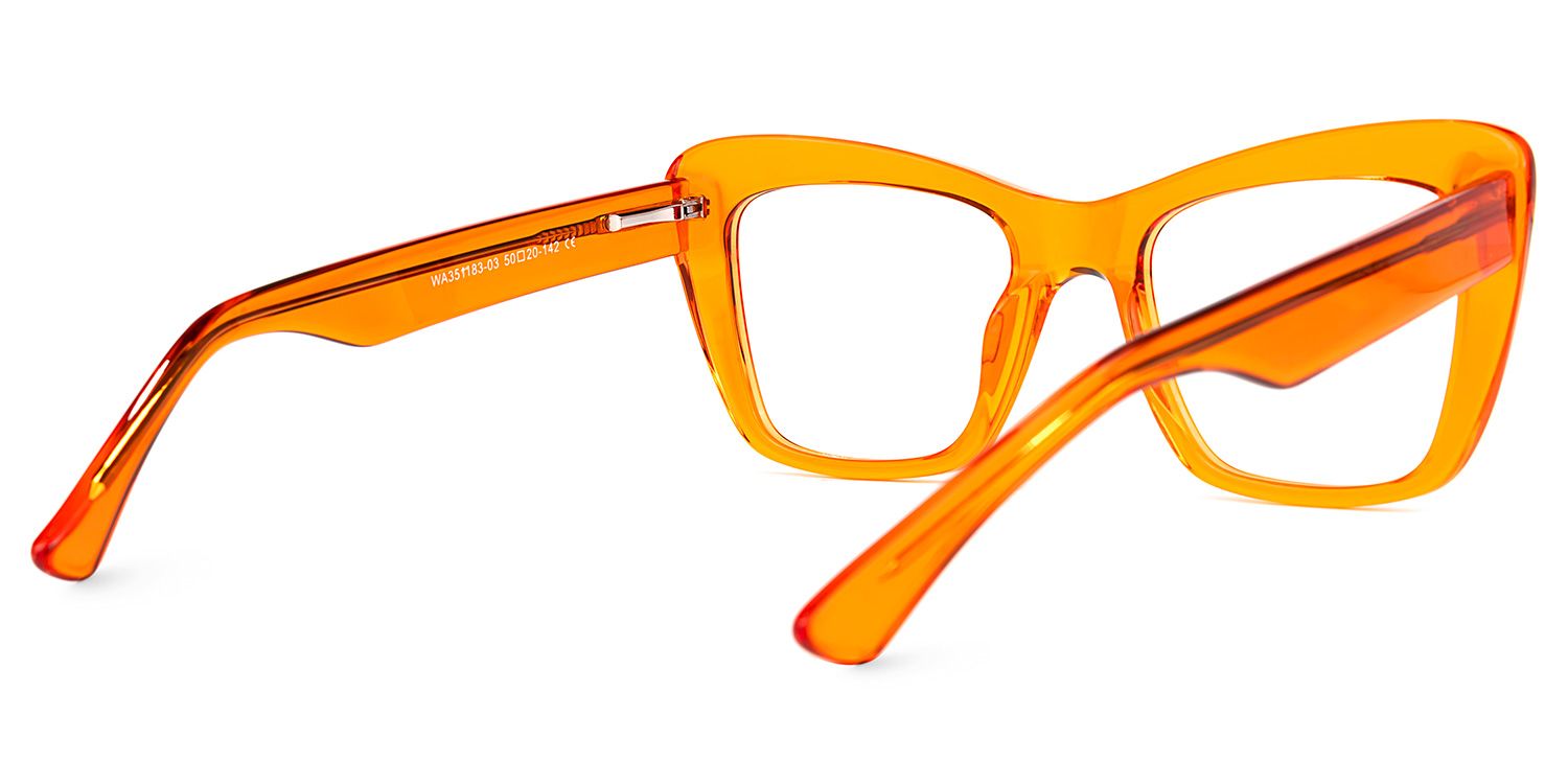 Dewanna - Rectangle Orange Eyeglasses - 3