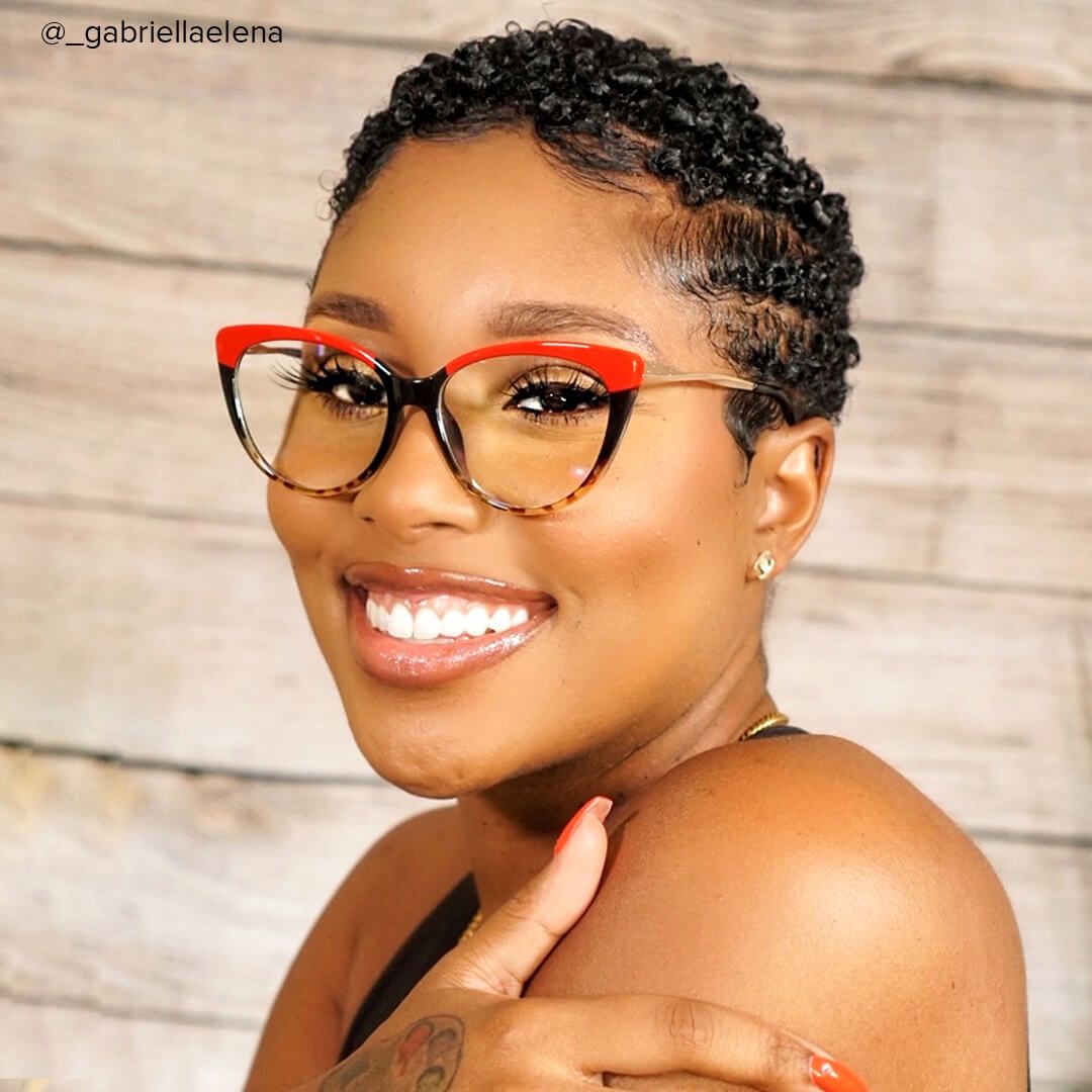 Trudie - Cat Eye Red Tortoise Eyeglasses - 9