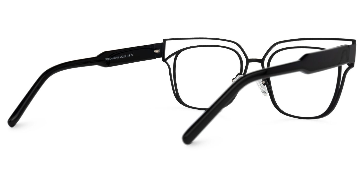 Kadie - Rectangle Black Eyeglasses - 3