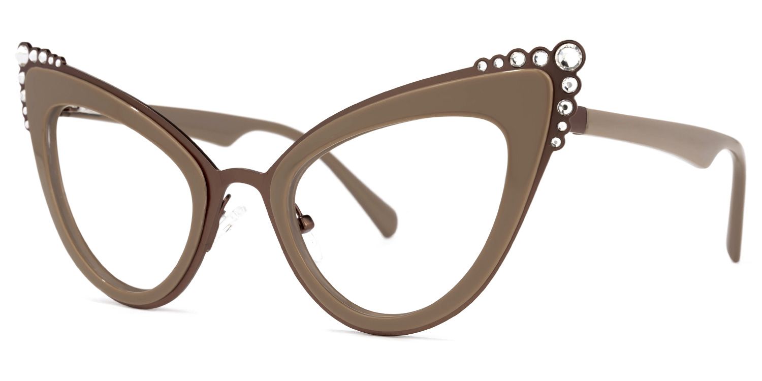 Magdaleno - Cat Eye Brown Eyeglasses | Vooglam Front View