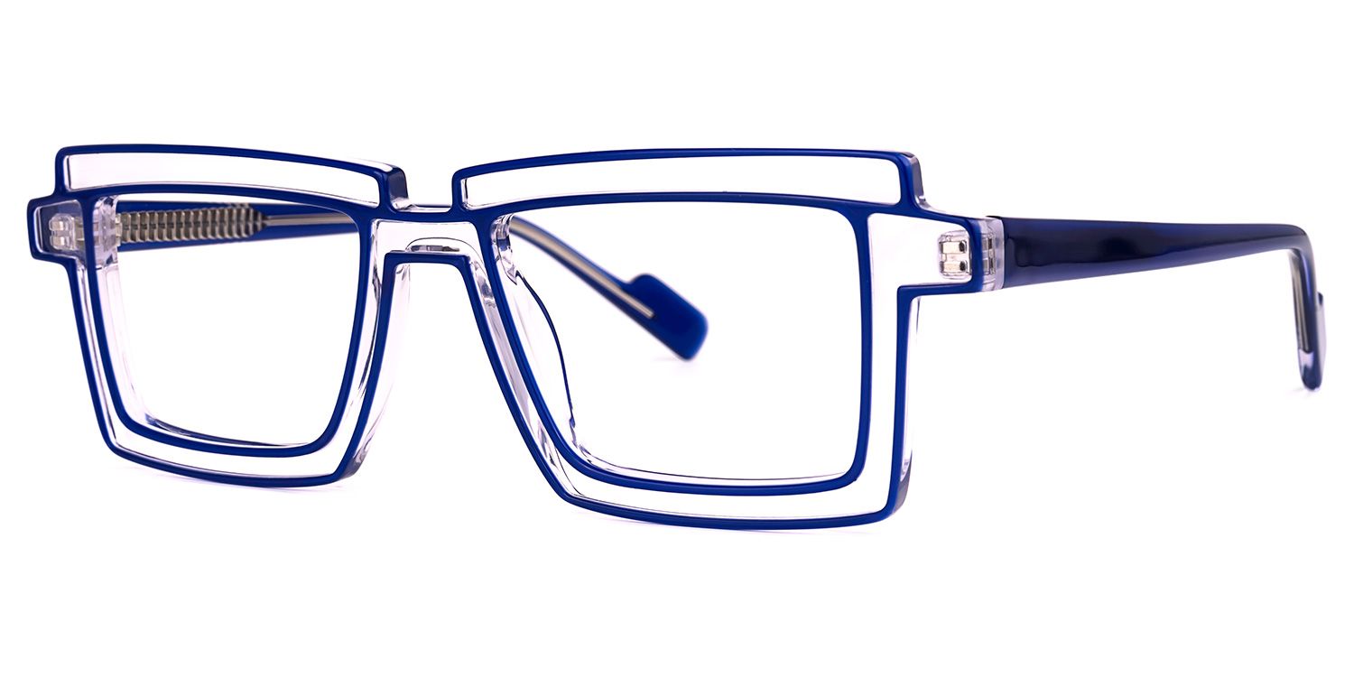 Joselyn - Rectangle Blue Eyeglasses | Vooglam Front View