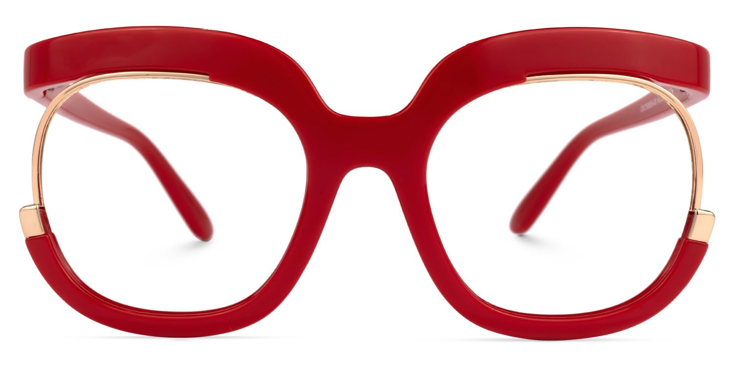 Fredia - Square Red Eyeglasses | Vooglam Angle View