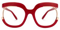 Fredia - Square Red Eyeglasses | Vooglam Angle View