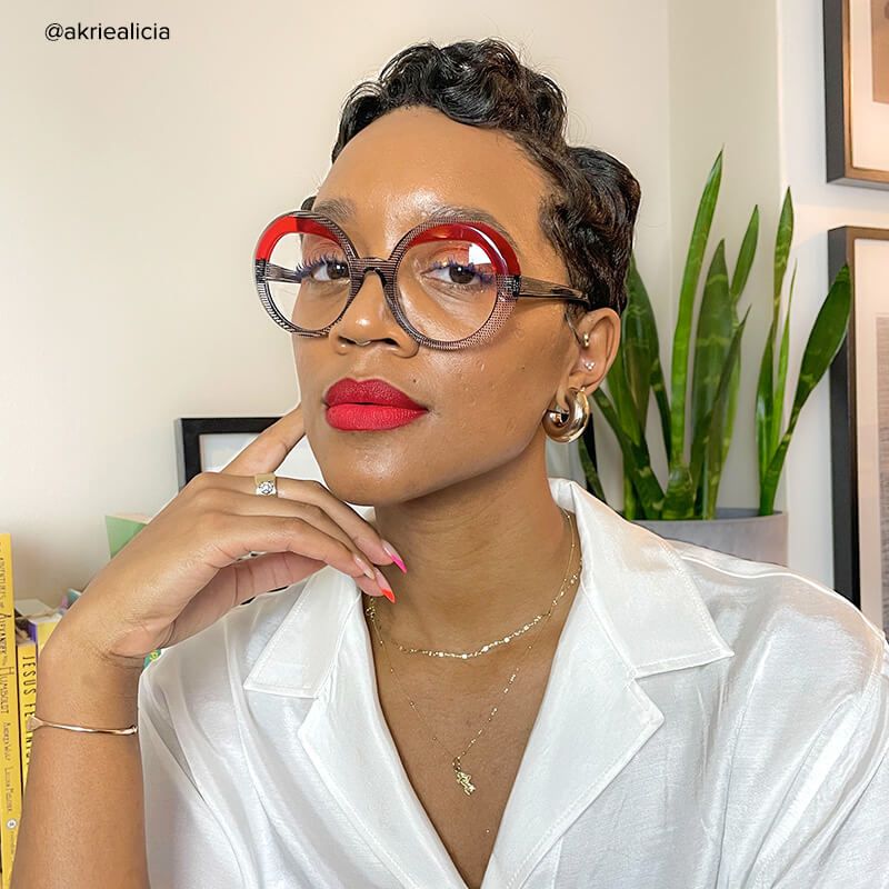 Tammy - Round Black/Crystal Eyeglasses - 7