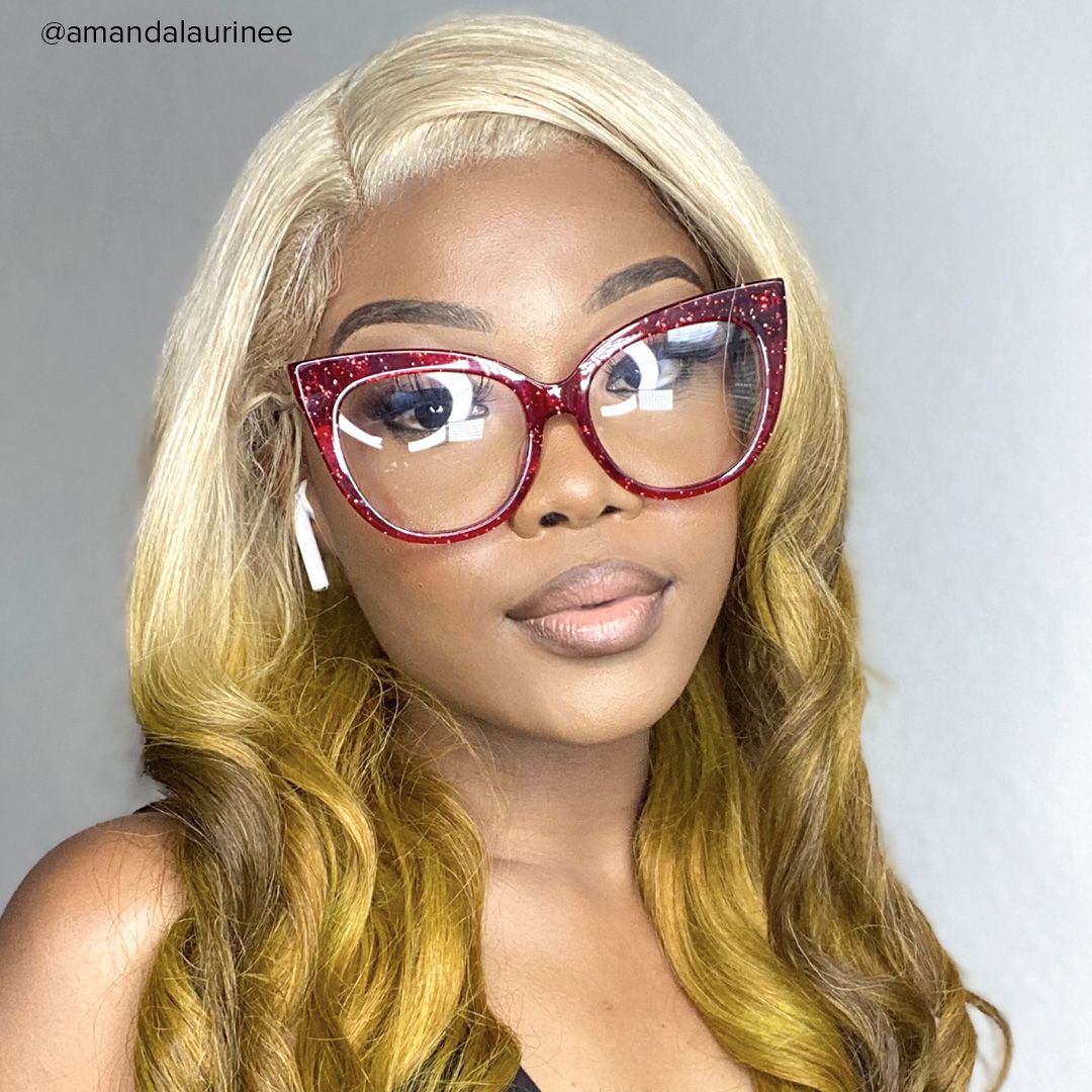 Carmine - Cat Eye Glitter Red Eyeglasses - 7