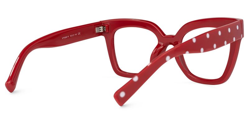 Naila - Square Red Eyeglasses - 3