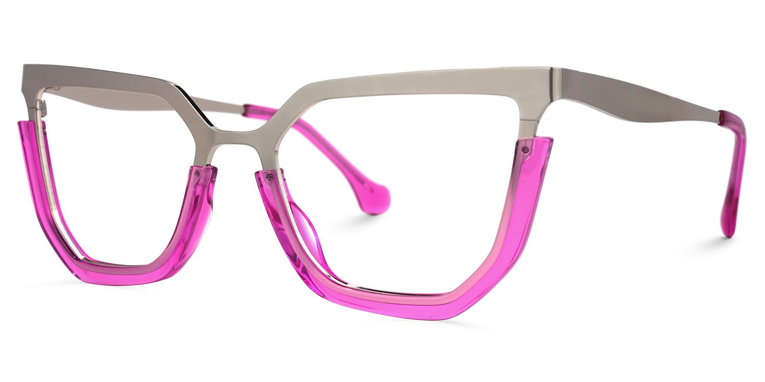 Leeza - Geometric Pink Eyeglasses | Vooglam Front View