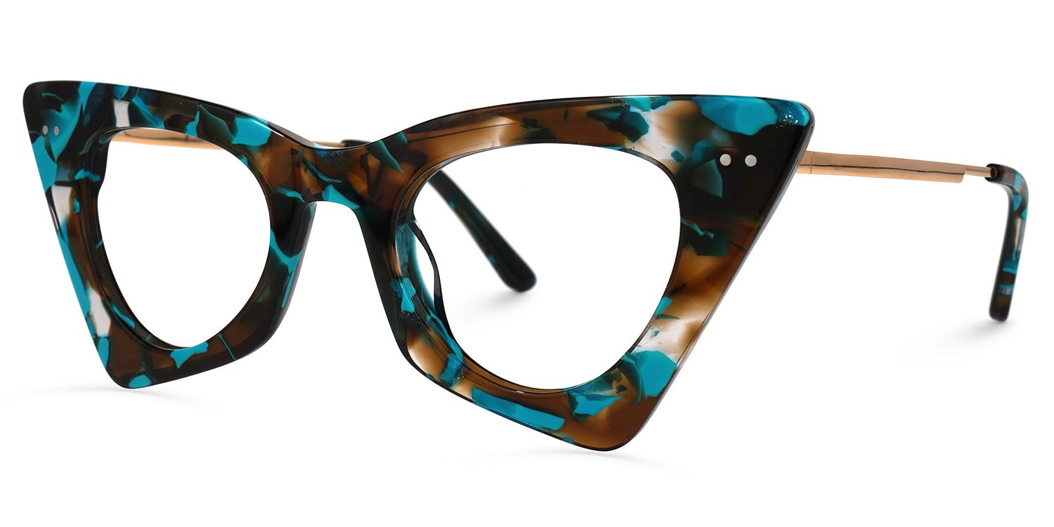 Gretchen - Geometric Brown/Blue Eyeglasses - 2