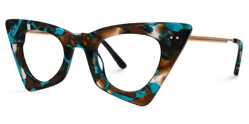 Gretchen - Geometric Brown/Blue Eyeglasses