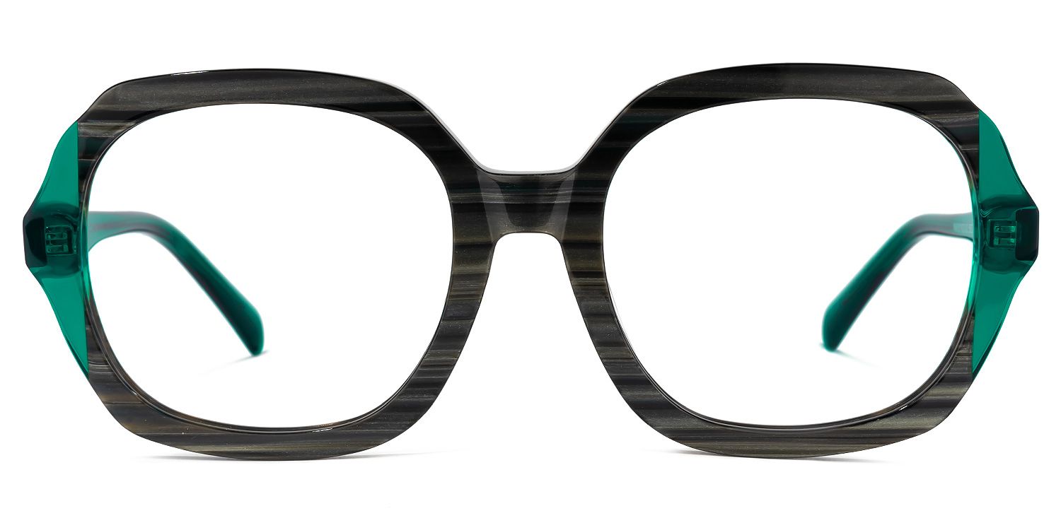 Frame Size of Square Dark/Green Eyeglasses | Vooglam.com