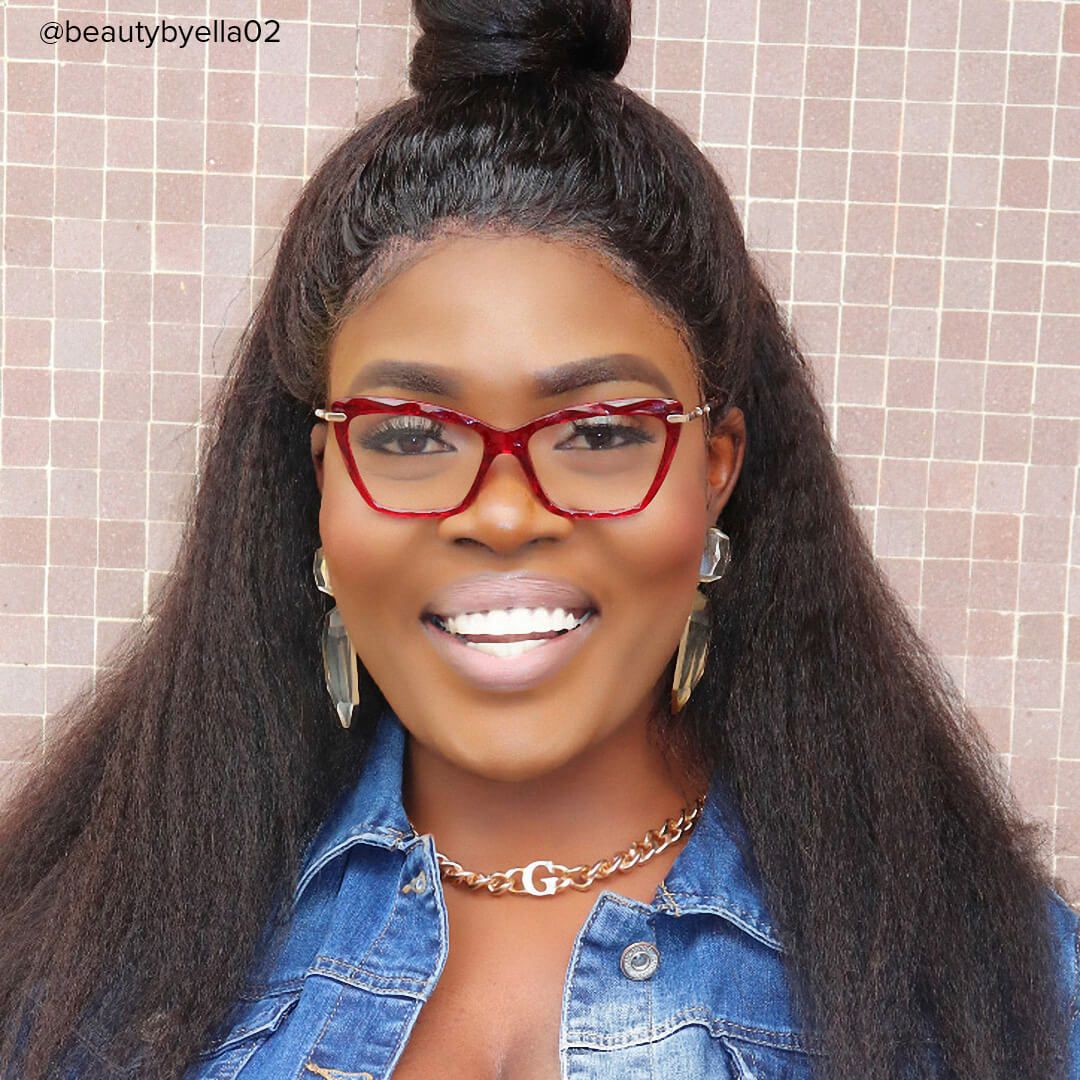 Annie - Rectangle Red Eyeglasses - 8