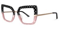 Shavan - Square Black/Pink Eyeglasses | Vooglam Front View