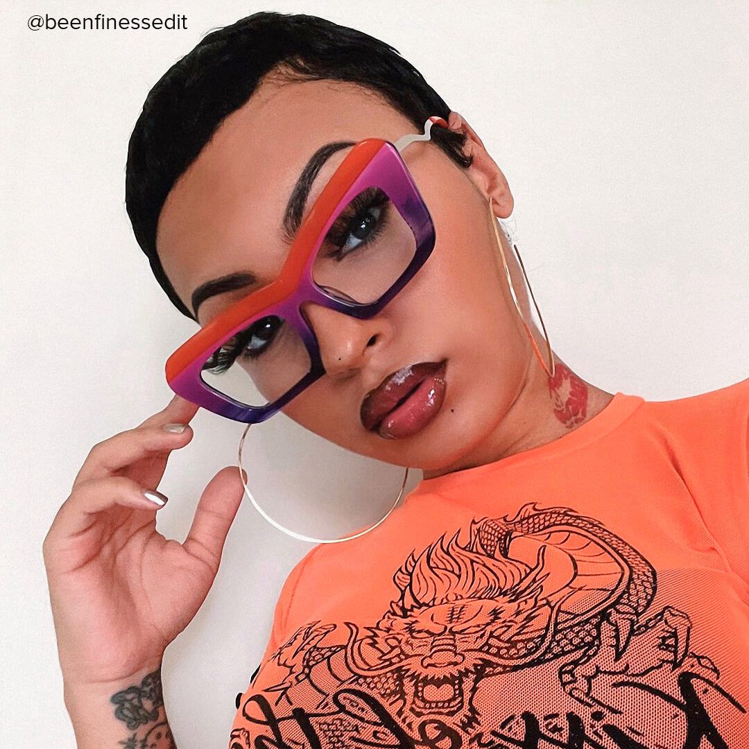 Dusica - Rectangle Orange Eyeglasses - 6