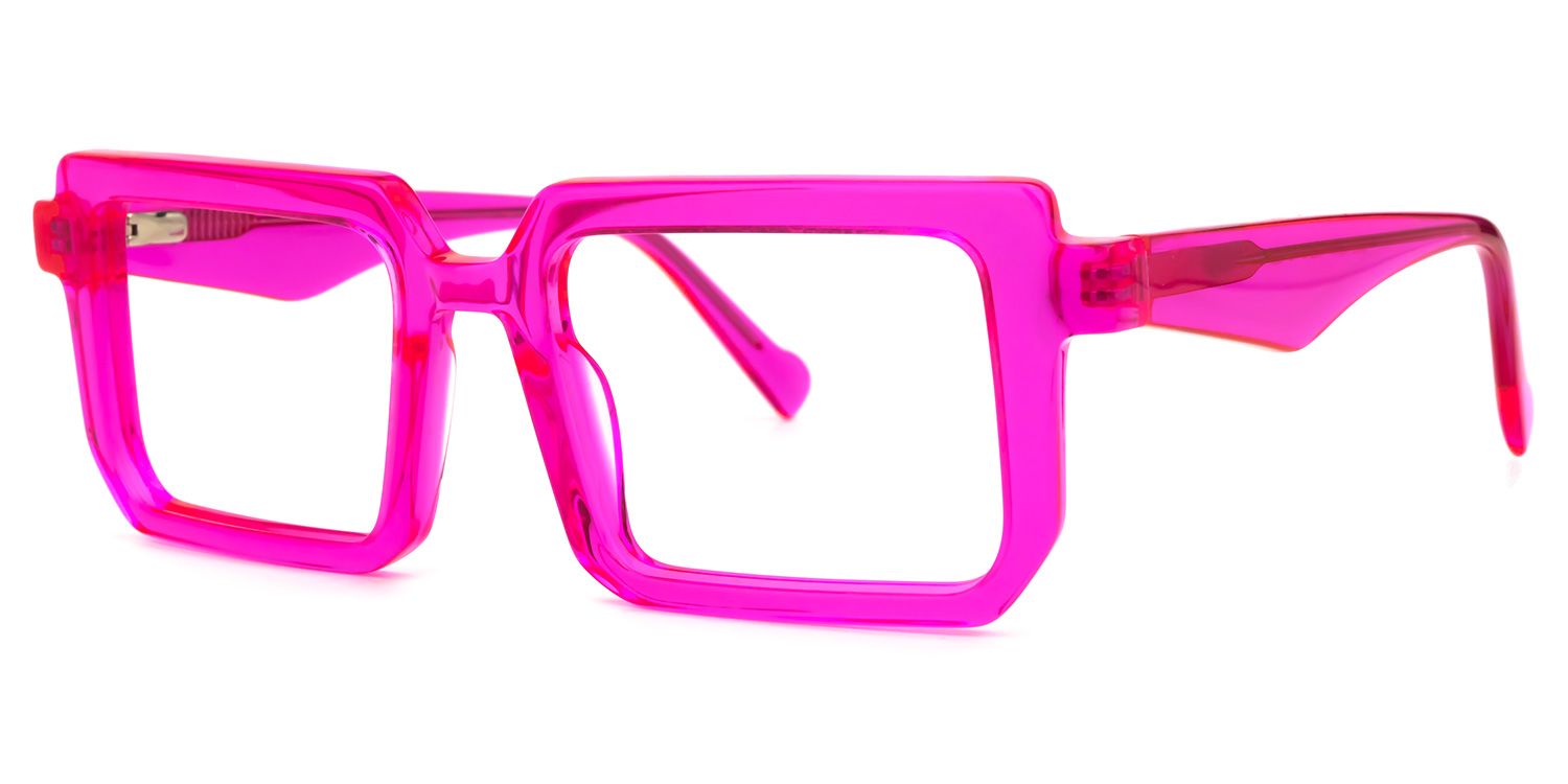 Cassiel - Rectangle Pink Eyeglasses | Vooglam Front View