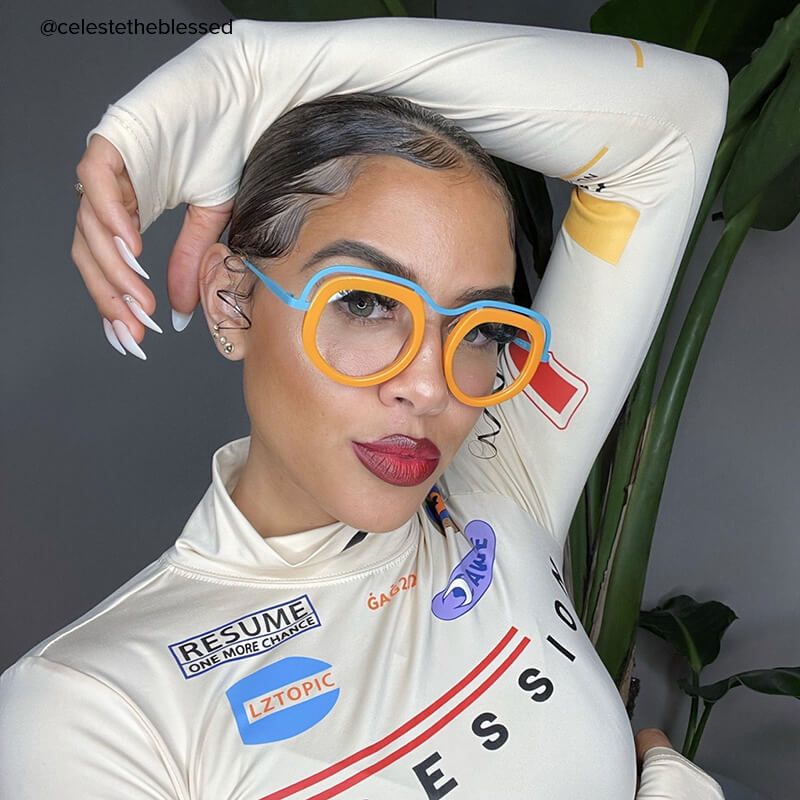 Geometric Orange Eyeglasses - 7