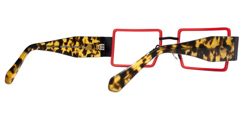 Anitta - Rectangle Red Eyeglasses - 3