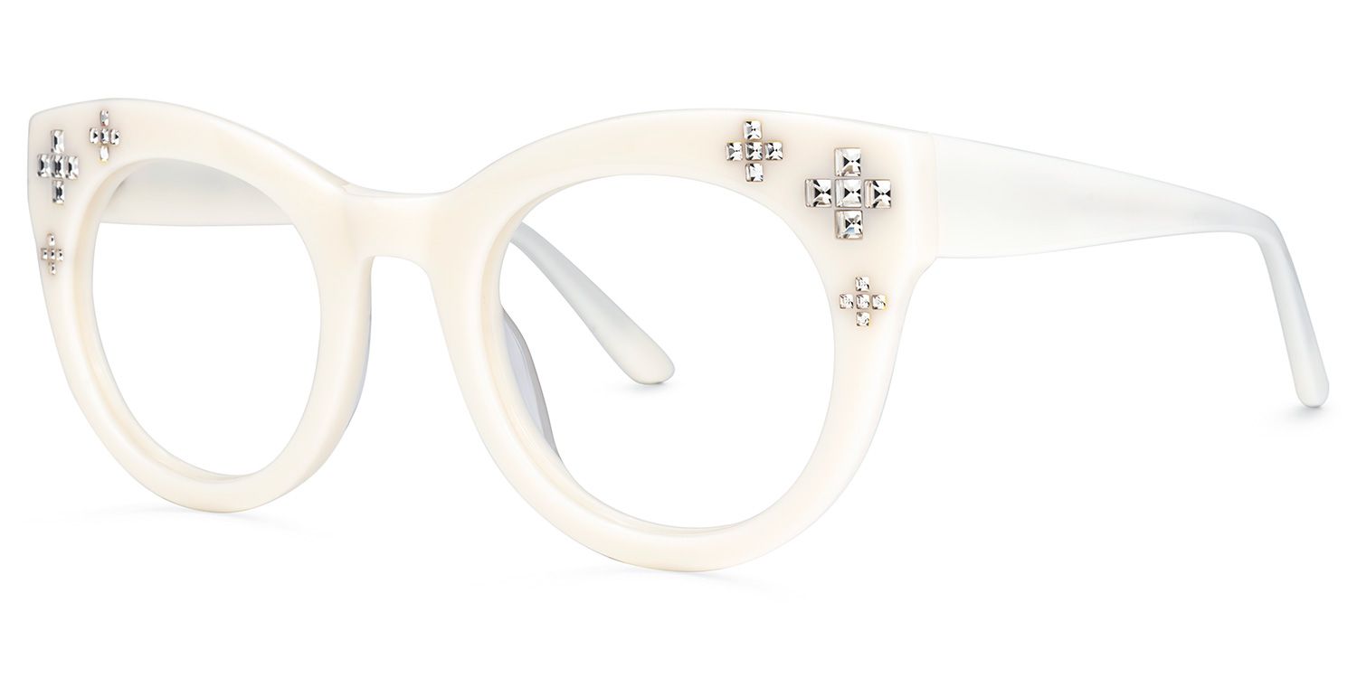 Dembo - Round White Eyeglasses | Vooglam Front View
