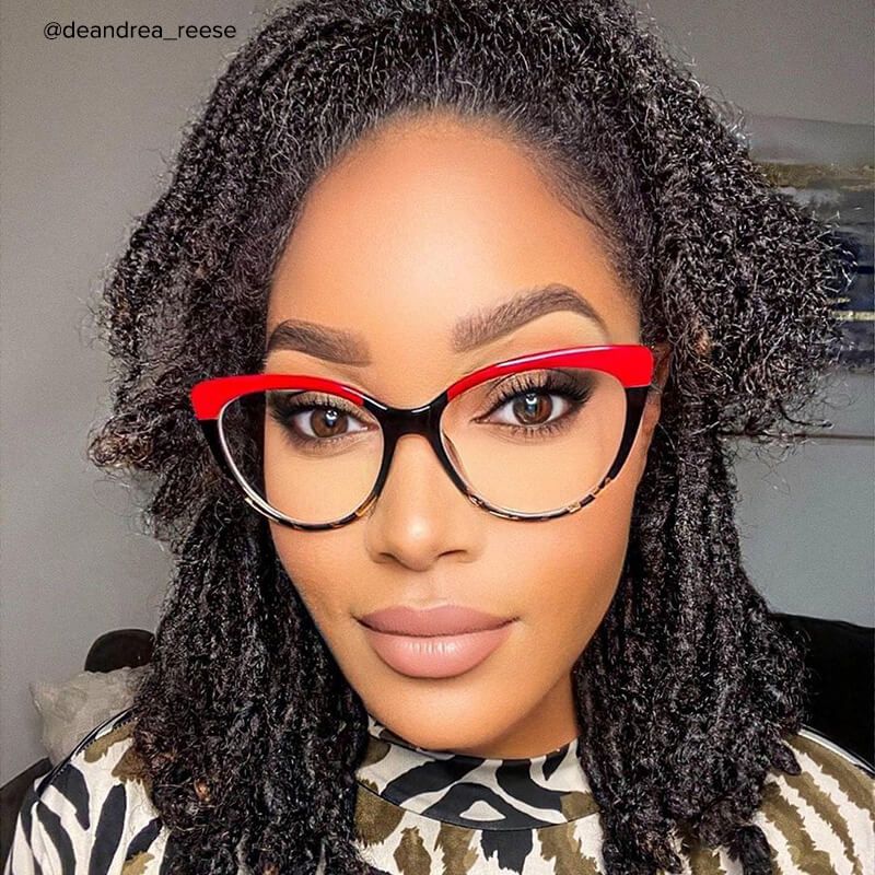 Trudie - Cat Eye Red Tortoise Eyeglasses - 8