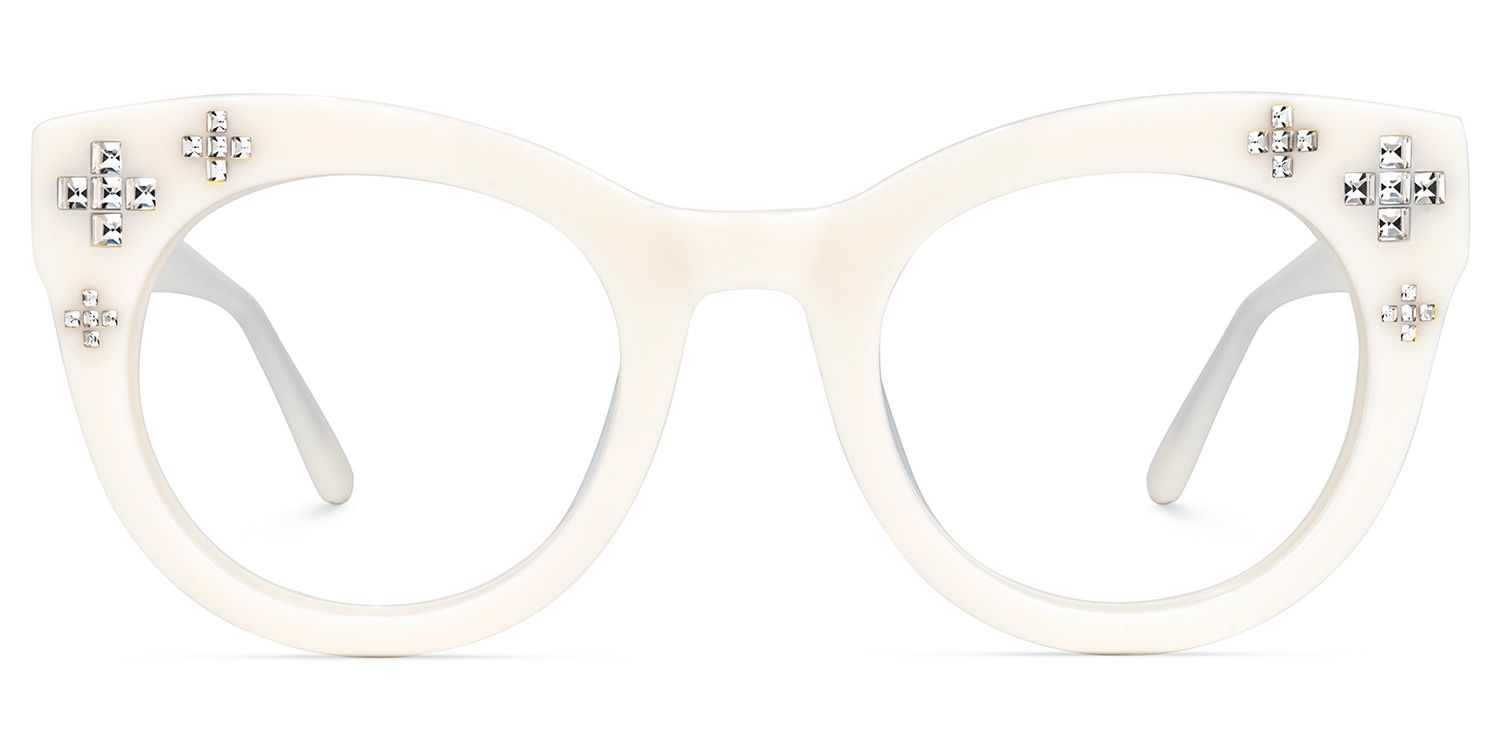 Dembo - Round White Eyeglasses product detail 2