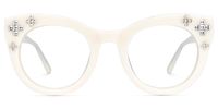Dembo - Round White Eyeglasses | Vooglam Angle View