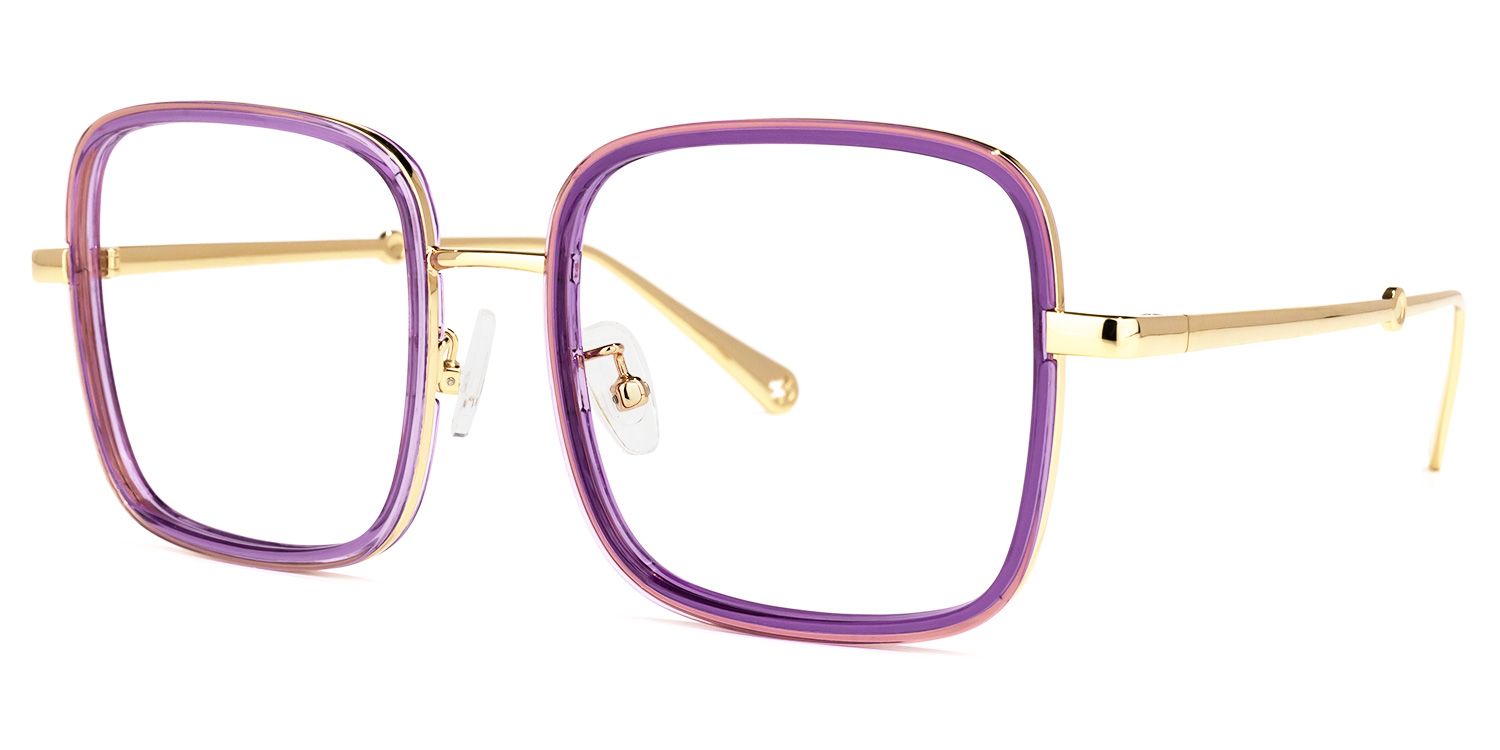 Jace - Square Purple Eyeglasses | Vooglam Front View
