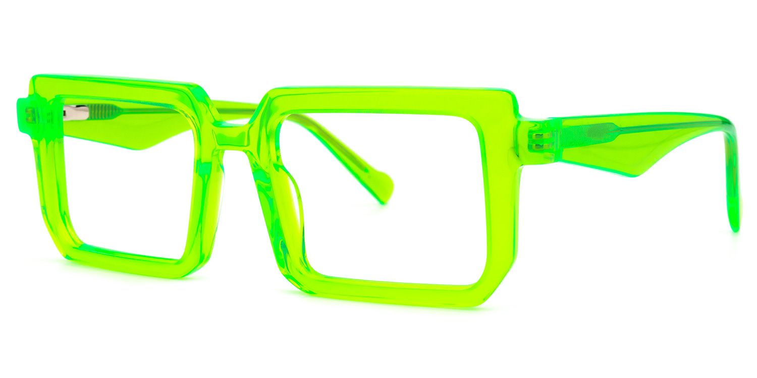 Cassiel - Rectangle Green Eyeglasses | Vooglam Front View