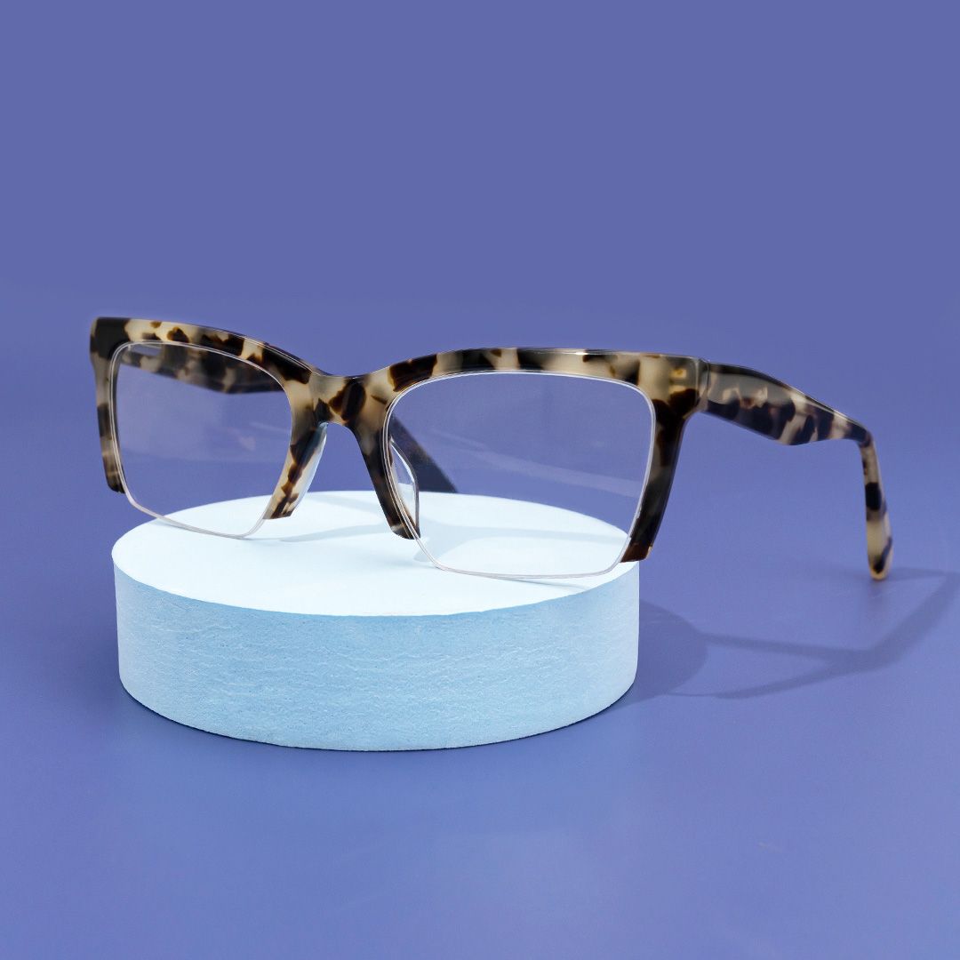model wearing Vivienne - Rectangle Light/Tortoise Eyeglasses 1