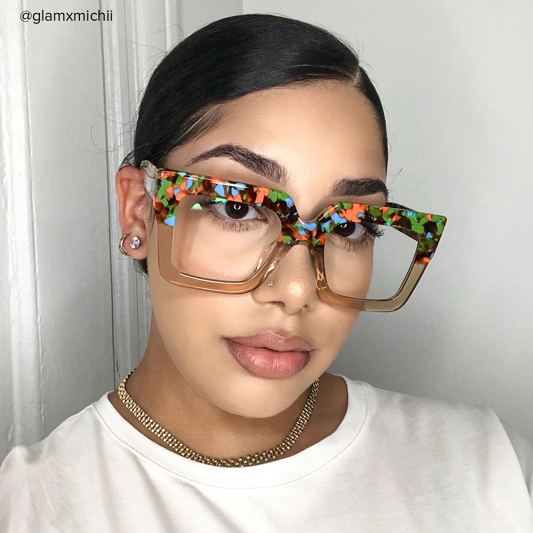 Charisse - Square Two-tone Floral Eyeglasses - 7