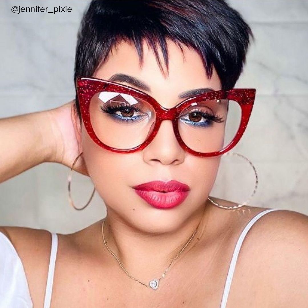Carmine - Cat Eye Glitter Red Eyeglasses - 12