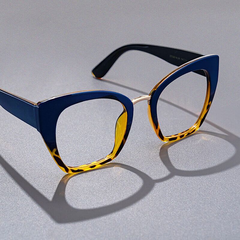 model wearing Hoda - Cat Eye Blue/Tortoise Eyeglasses 1