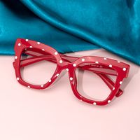 Naila - Square Red Eyeglasses │Vooglam On Model