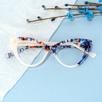 Antoinette - Cat Eye Blue/Orange Eyeglasses | Vooglam On Model