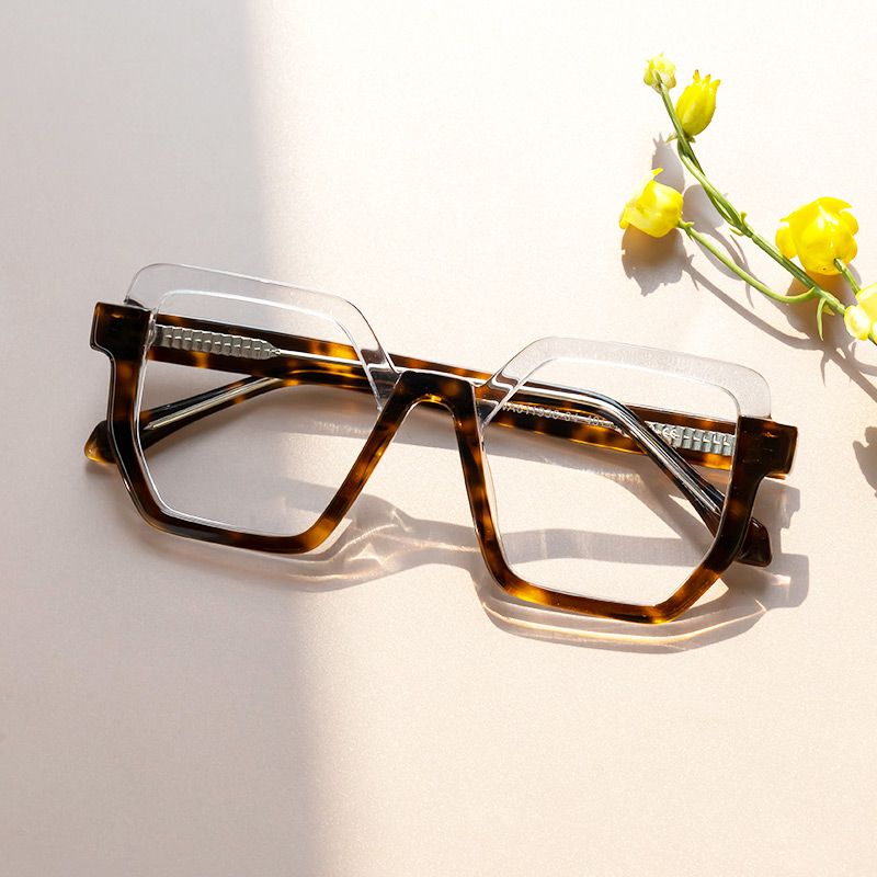 model wearing Mixon - Square Tortoise Eyeglasses 1