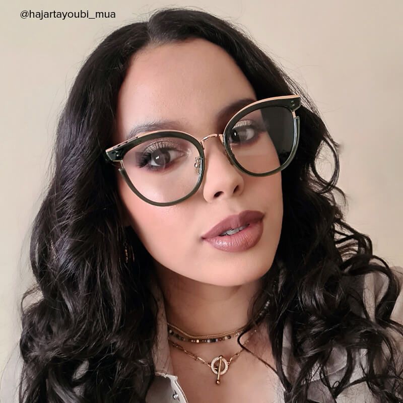 Retro -  Round Dark/Green Eyeglasses - 7