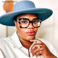 Adrienne - Square Blue Floral Eyeglasses - 8