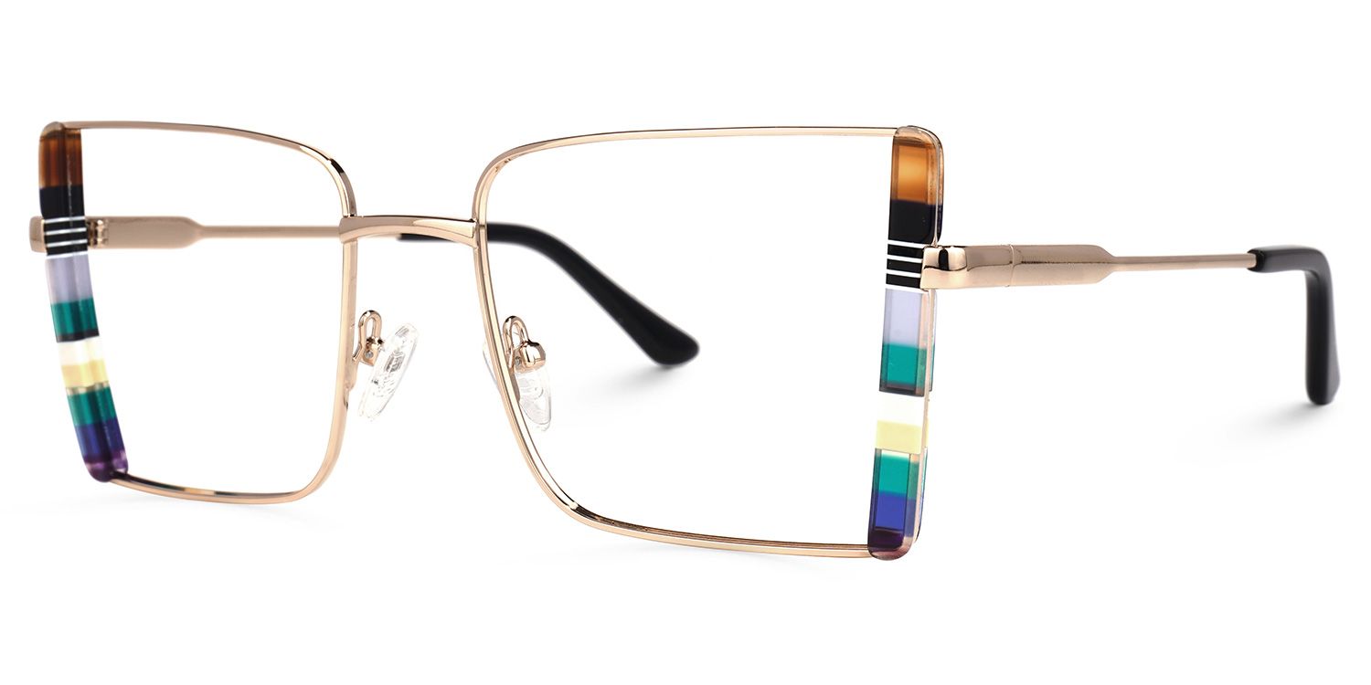 Denzel - Square Multicolor Eyeglasses | Vooglam Front View