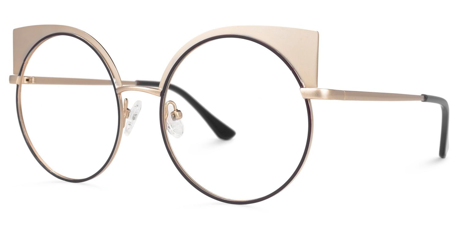 Cat Eye Gold Eyeglasses | Vooglam.com Front View