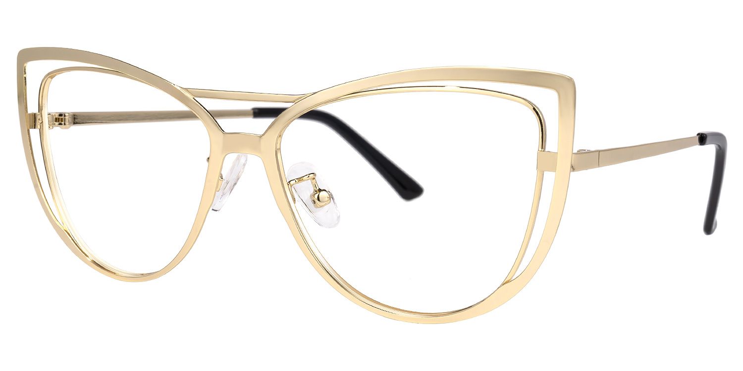 Roselyn - Cat Eye Gold Eyeglasses | Vooglam Front View